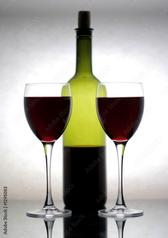 bottle of wine and two glasses bottle of wine and two glasses