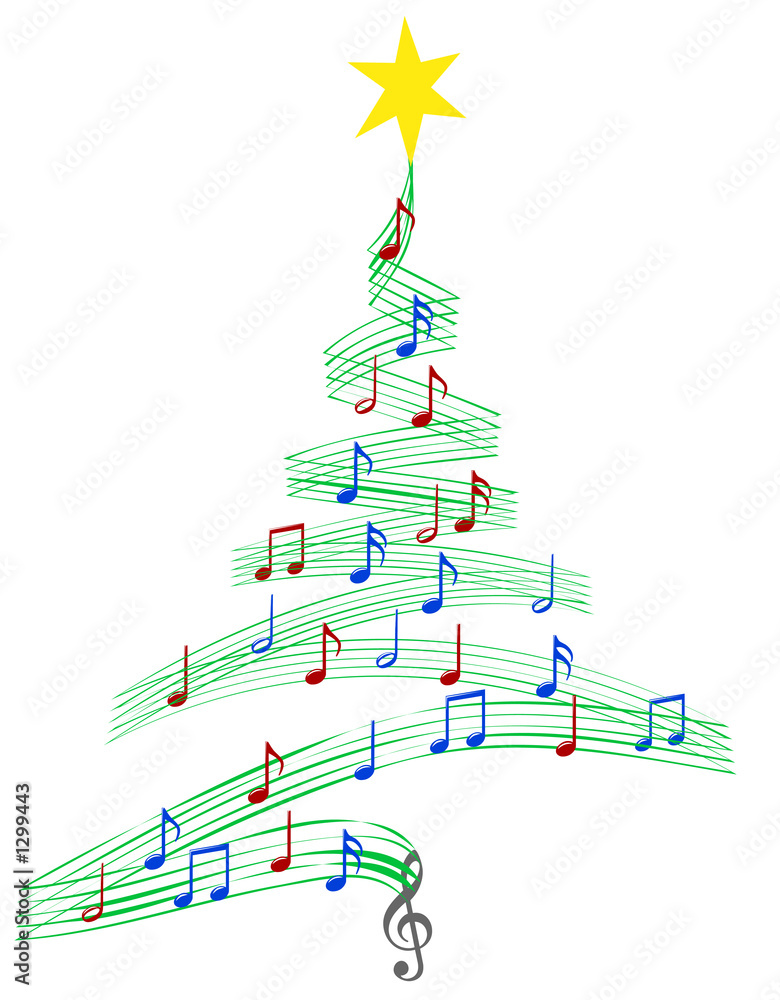Naklejka premium carol music christmas tree
