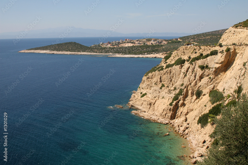 rugged coastline on the small island of thassos, greece