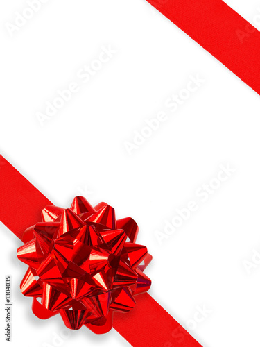 red gift ribbon over white