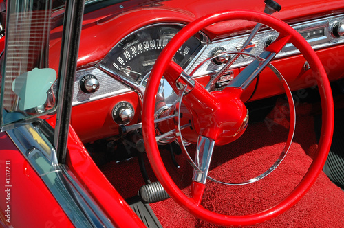 vintage car dash board and wheel
