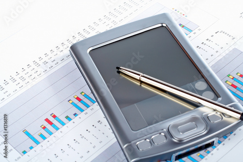 pda on market financial chart background