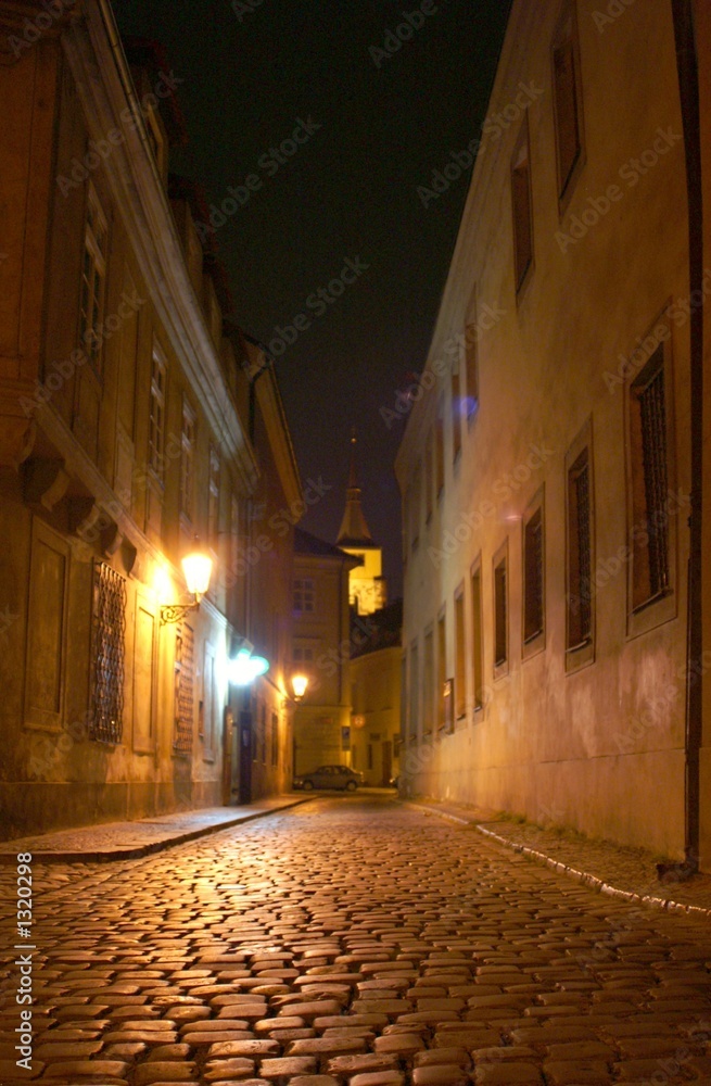 prague street at night
