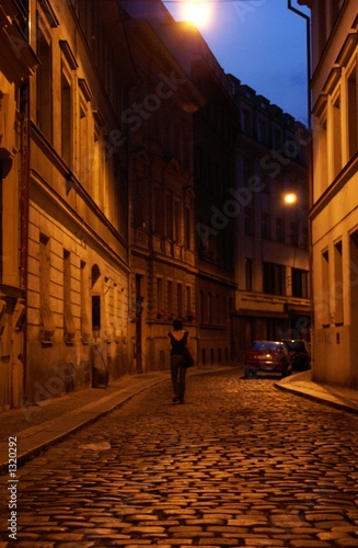 prague street at night