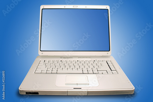 laptop on blue background