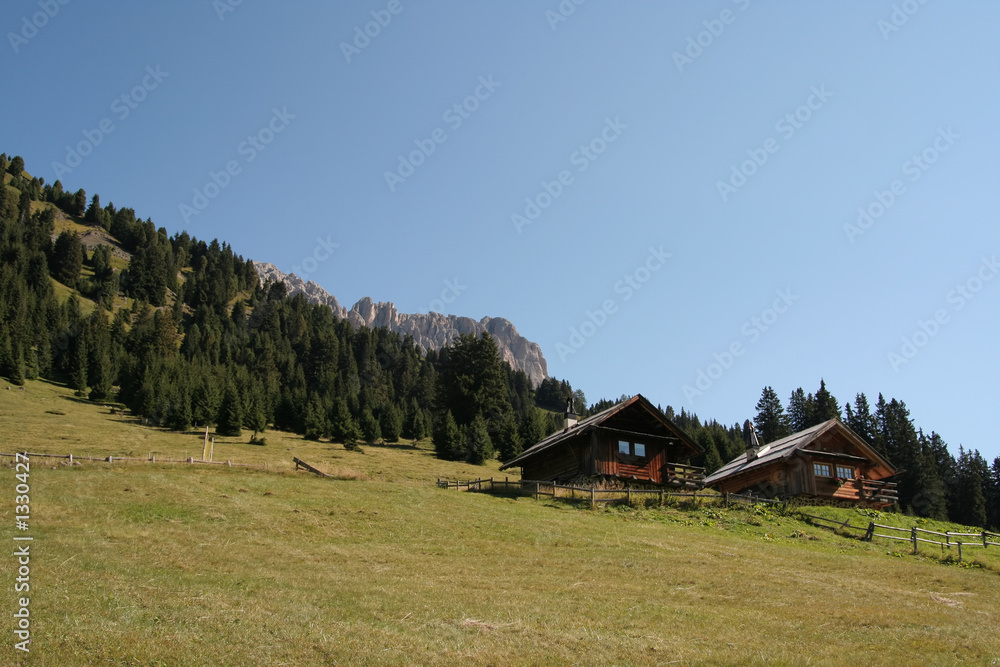 alpine log cabin,dolomites,italy