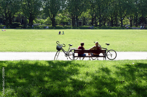 bikers couple in the park