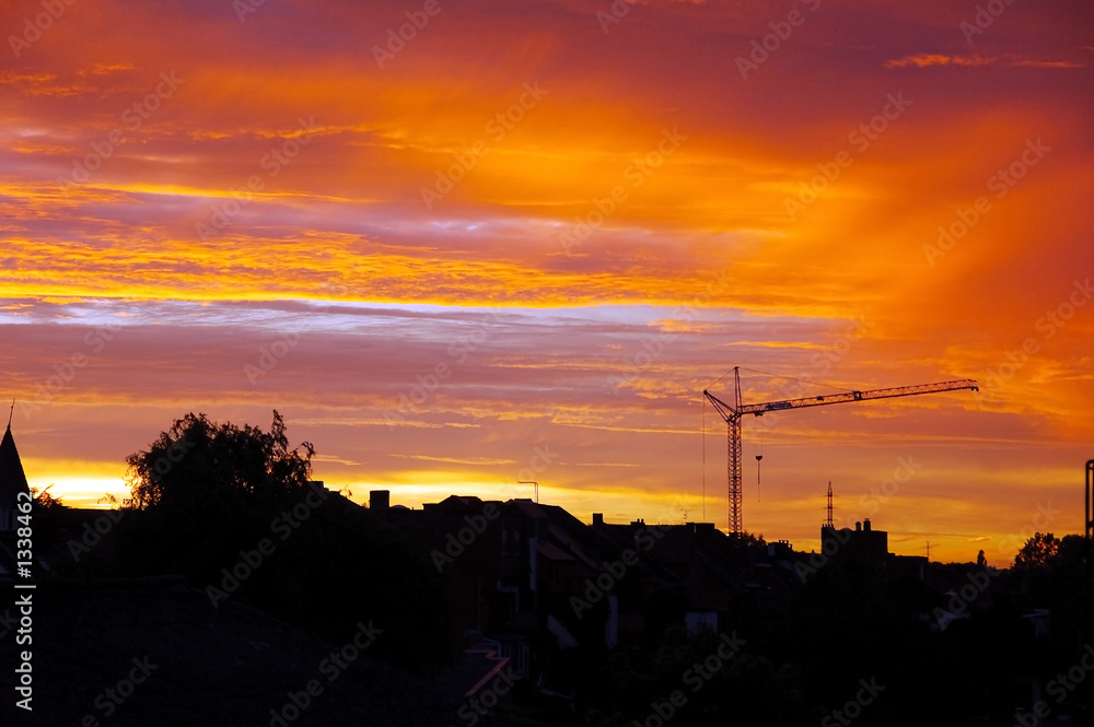 Fototapeta premium golden urban sunset.