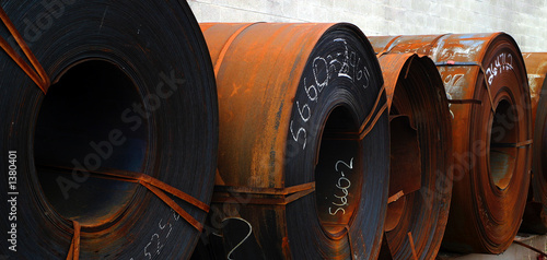 rolls of rusted sheet metal photo