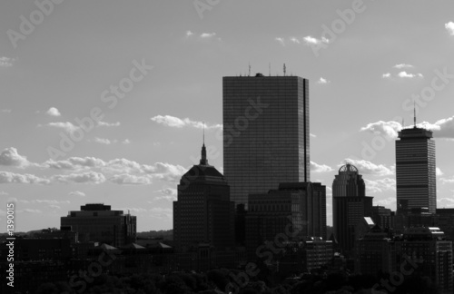silhouette of boston skyline sky scrapers