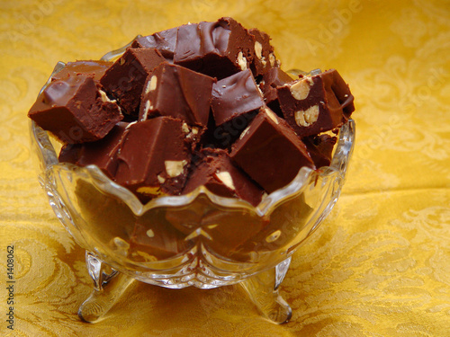 crystal bowl of fudge