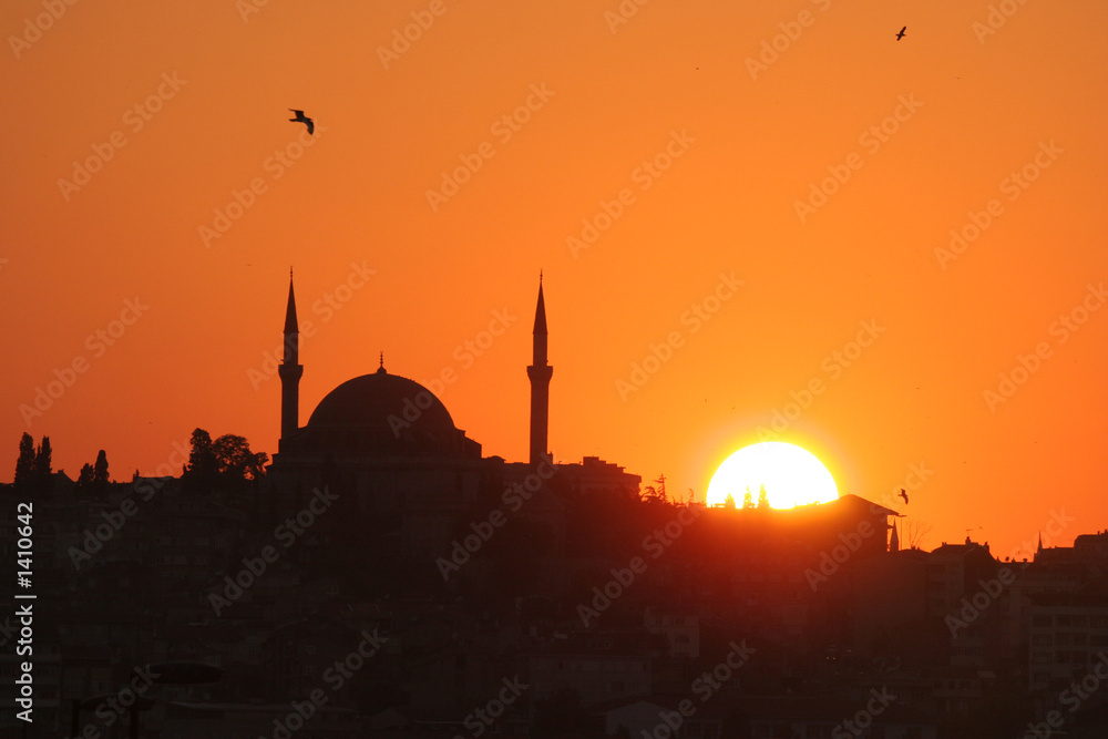 istanbul mosque at sunset