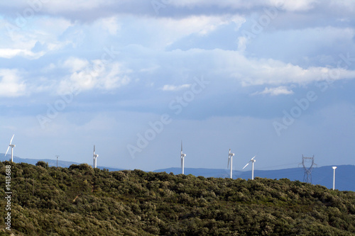 line of wind generators