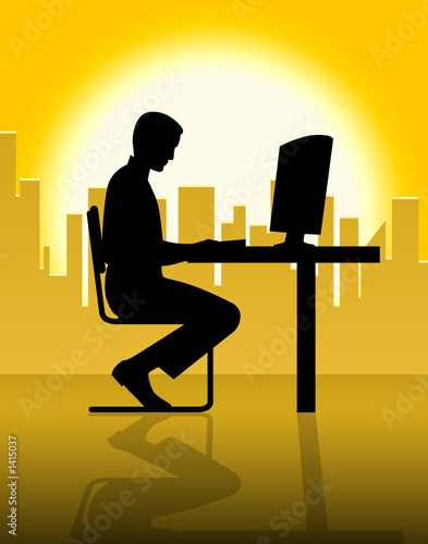 man in front of computer