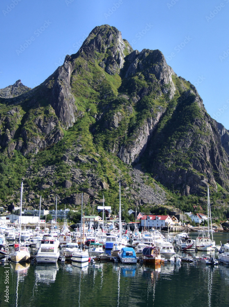 yachts in mountain marina in norway