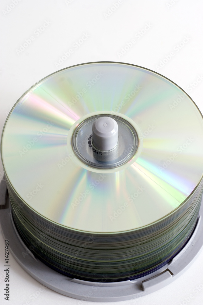 cd stack (top view) on white background cd stack (top view) on white background