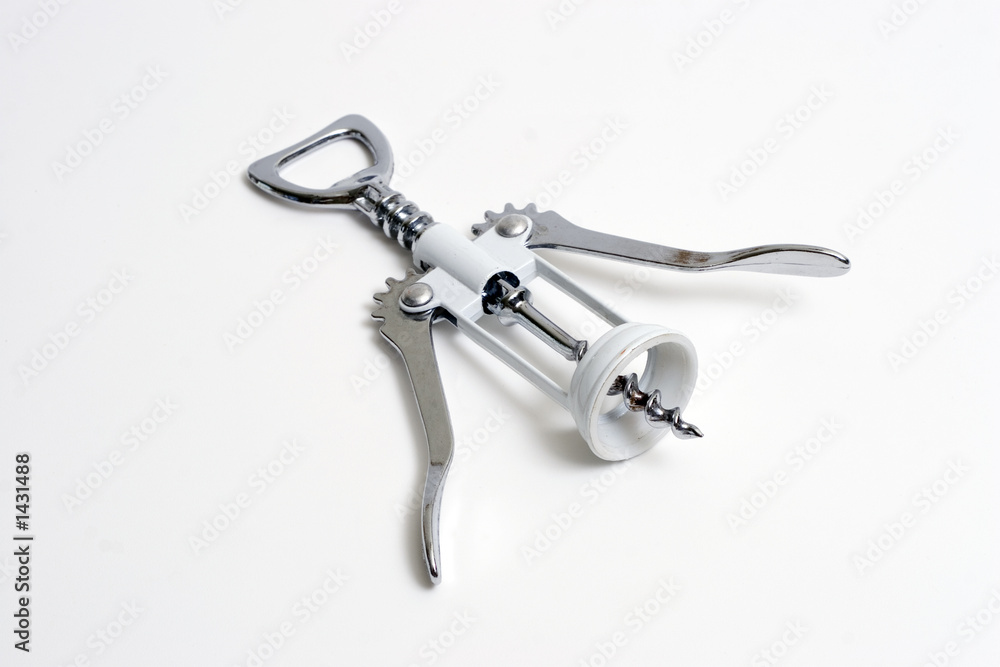 silver cork screw on a white background silver cork screw on a white background