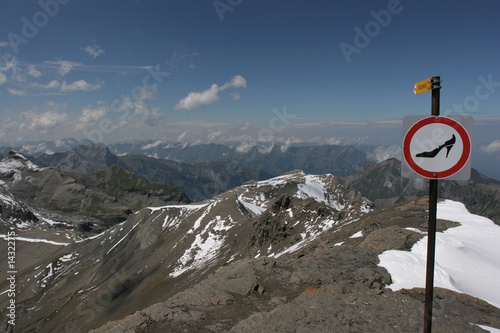 no high heels sign on top of mountain