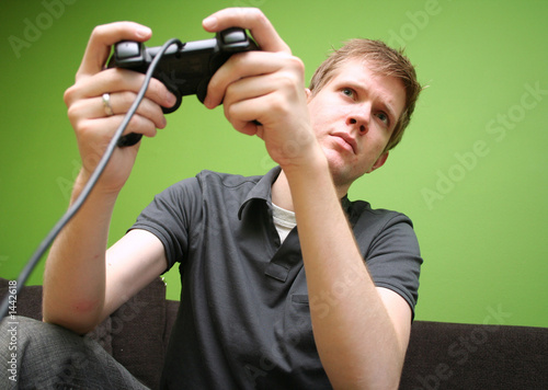 man playing video games