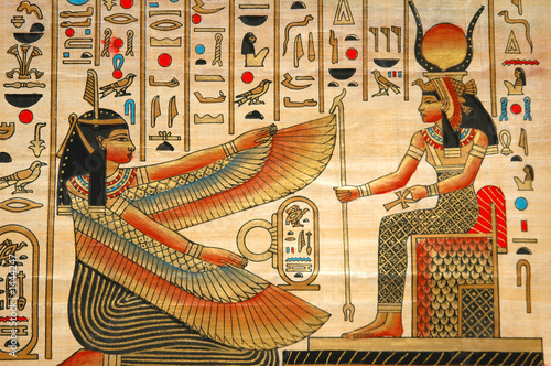 Fotografiet papyrus with elements of egyptian ancient history
