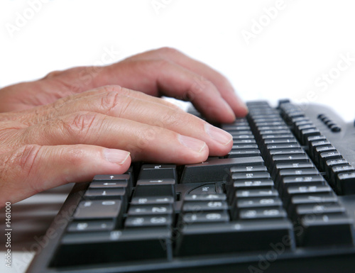 man typing