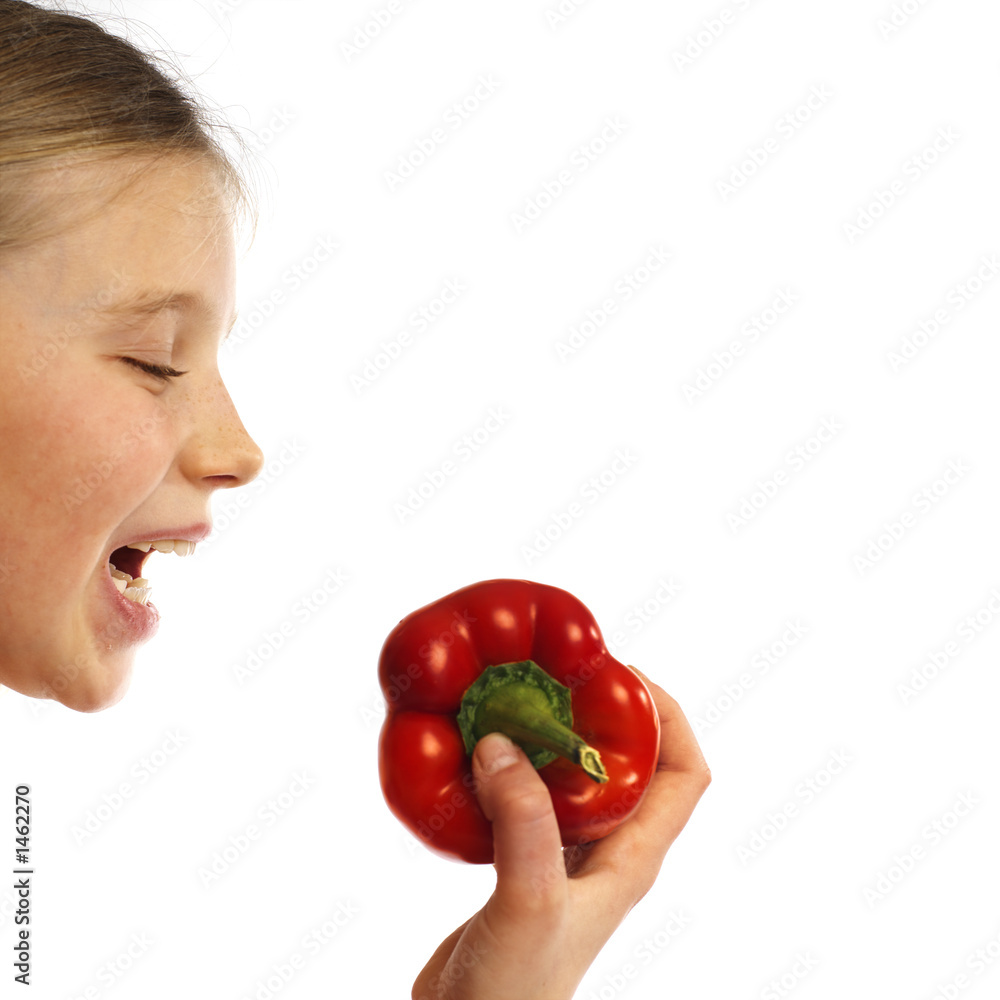 girl eating a sweet red pepper girl eating a sweet red pepper