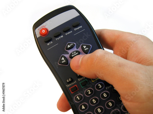 remote control in hand