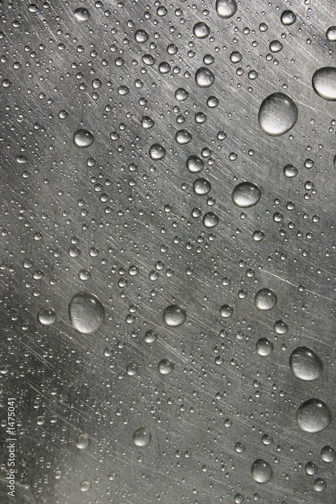 steel surface with water drops