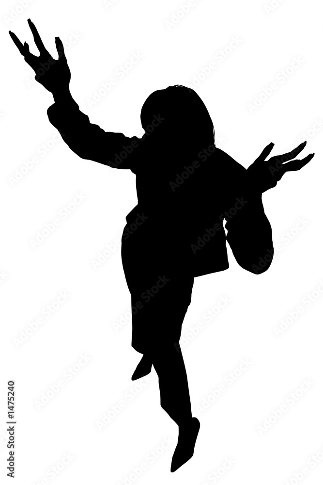 silhouette with clipping path of woman standing