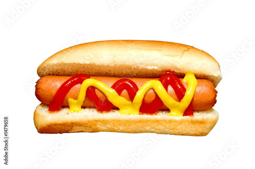 фотографія hot dog with ketchup and mustard