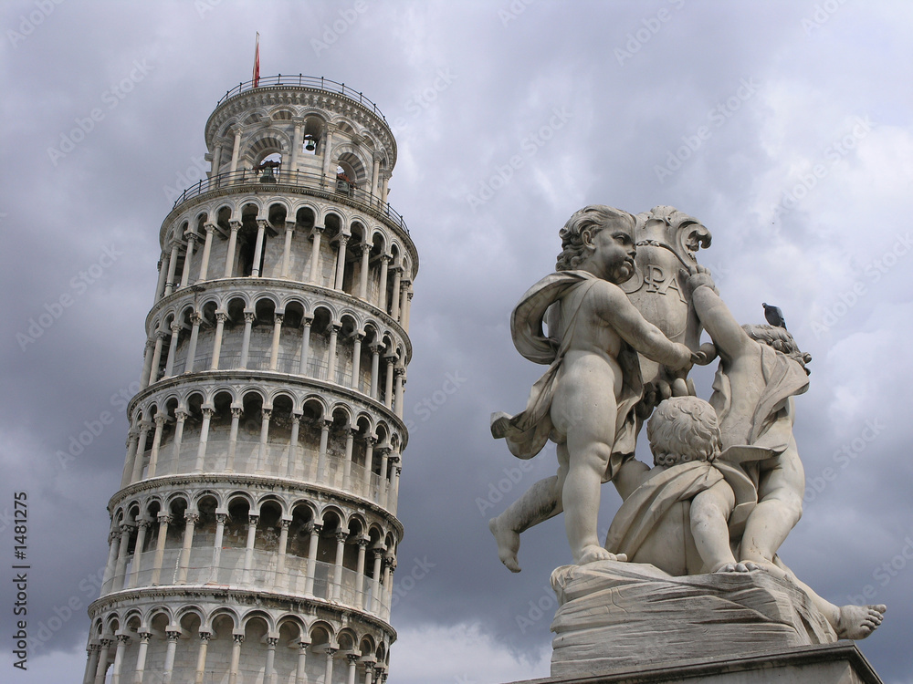 pisa tower and statue