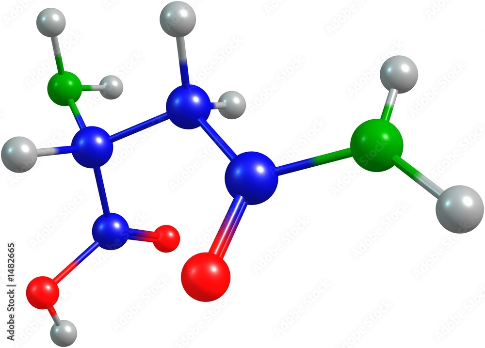 the 3d-rendered colorified molecule of asparagine the 3d-rendered colorified molecule of asparagine