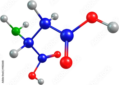 the 3d-rendered colorified molecule of aspartate