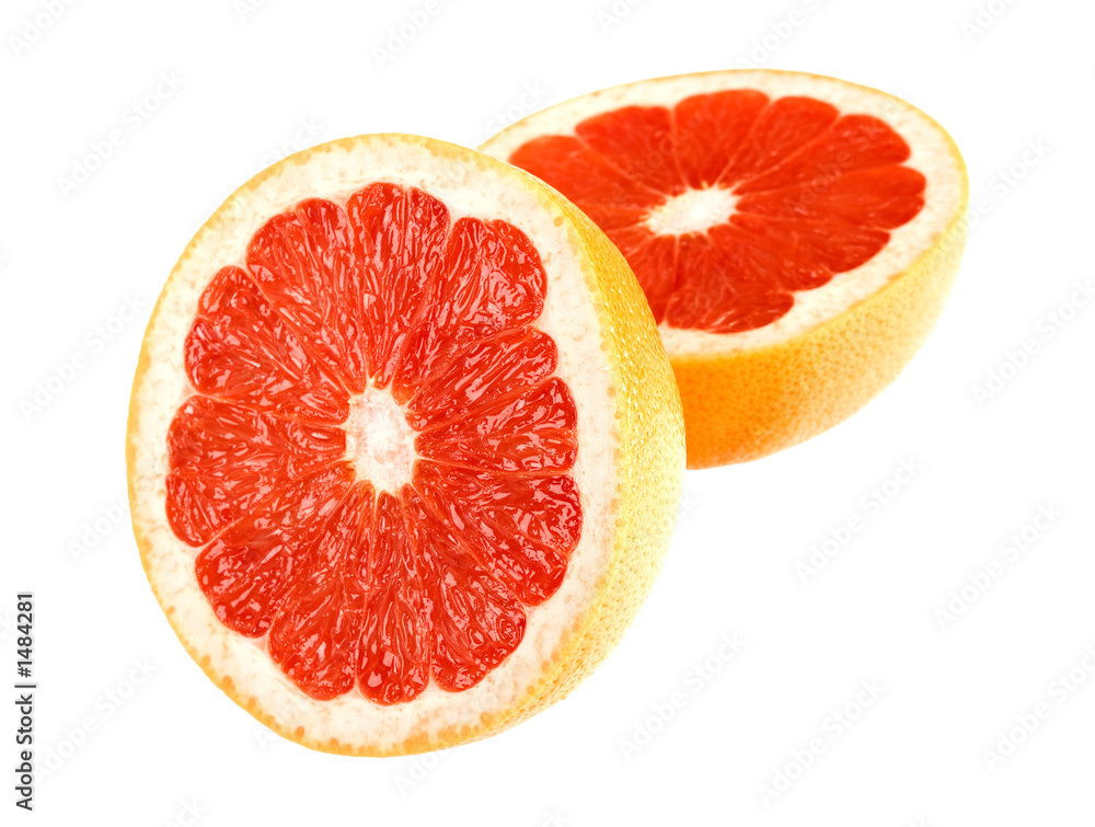 grapefruit on white with path