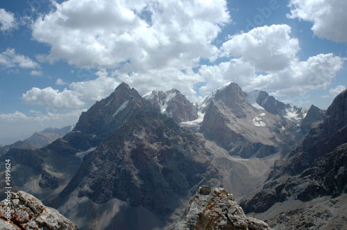 high peak and clouds