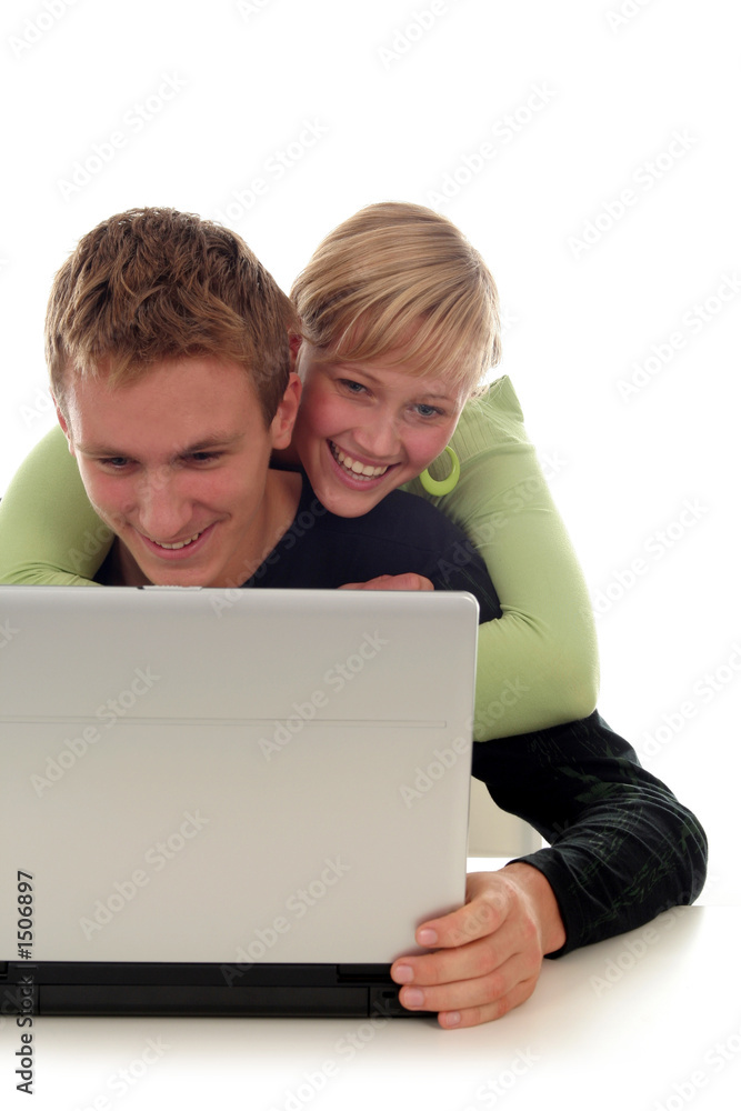 couple using laptop