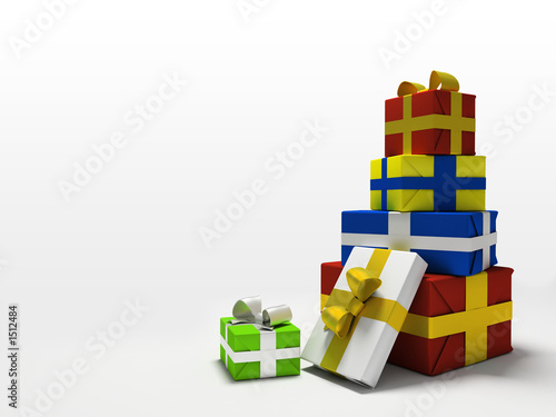 colour gift boxes on white background