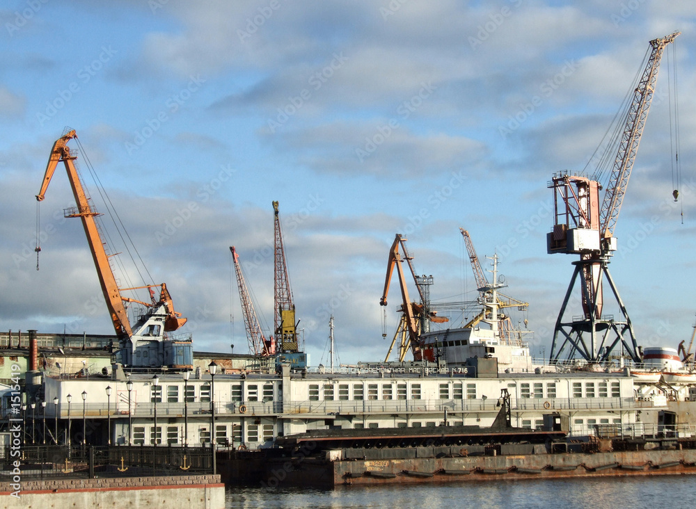 busy seaport - cargo cranes