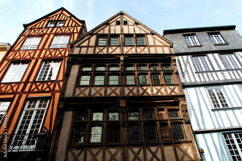france, rouen: typical facade of normandie