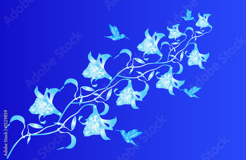 floral background - blue orchid - illustration