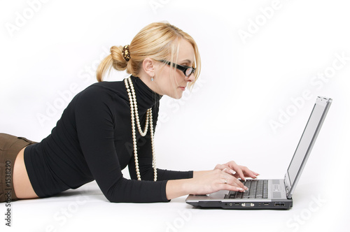 the beautiful young women with laptop.