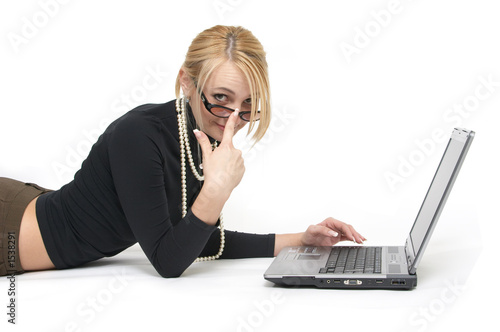the beautiful blonde with laptops.