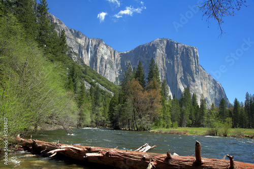 el capitan, merced river, and log