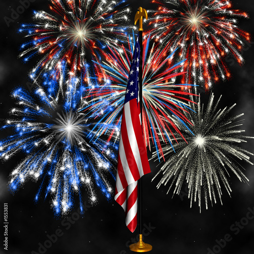 fireworks over us flag