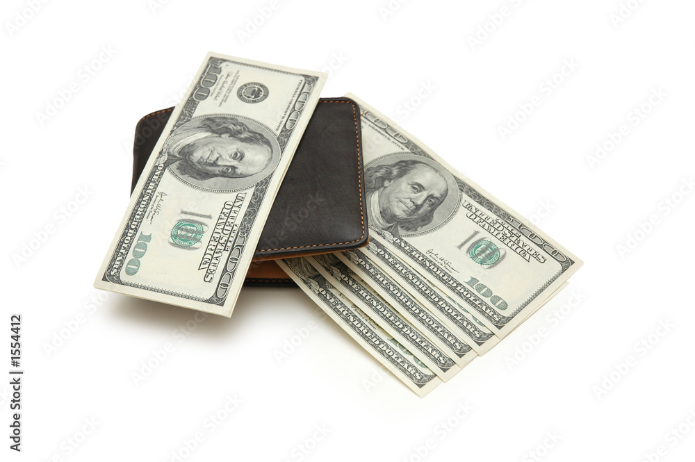 wallet of dollar banknotes isolated on white wallet of dollar banknotes isolated on white