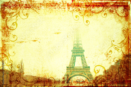 eiffel tower in winter on grunge background