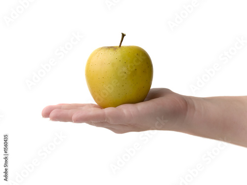 hand and apple