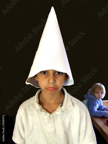 boy with dunce cap