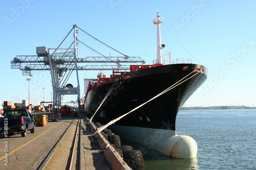 container cranes and ship photo