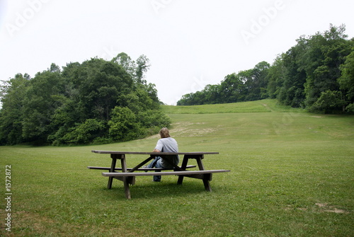 Bild auf Leinwand man on the bench